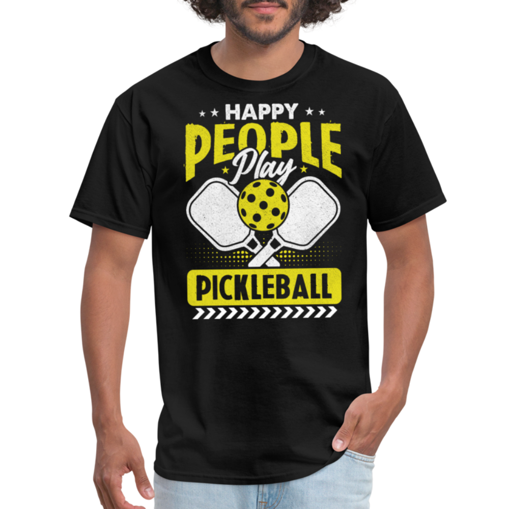 Happy People Play Pickleball T-Shirt - black