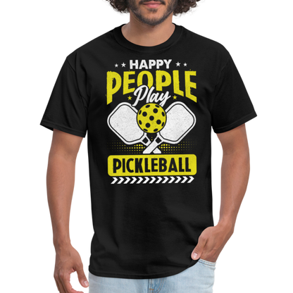 Happy People Play Pickleball T-Shirt - black