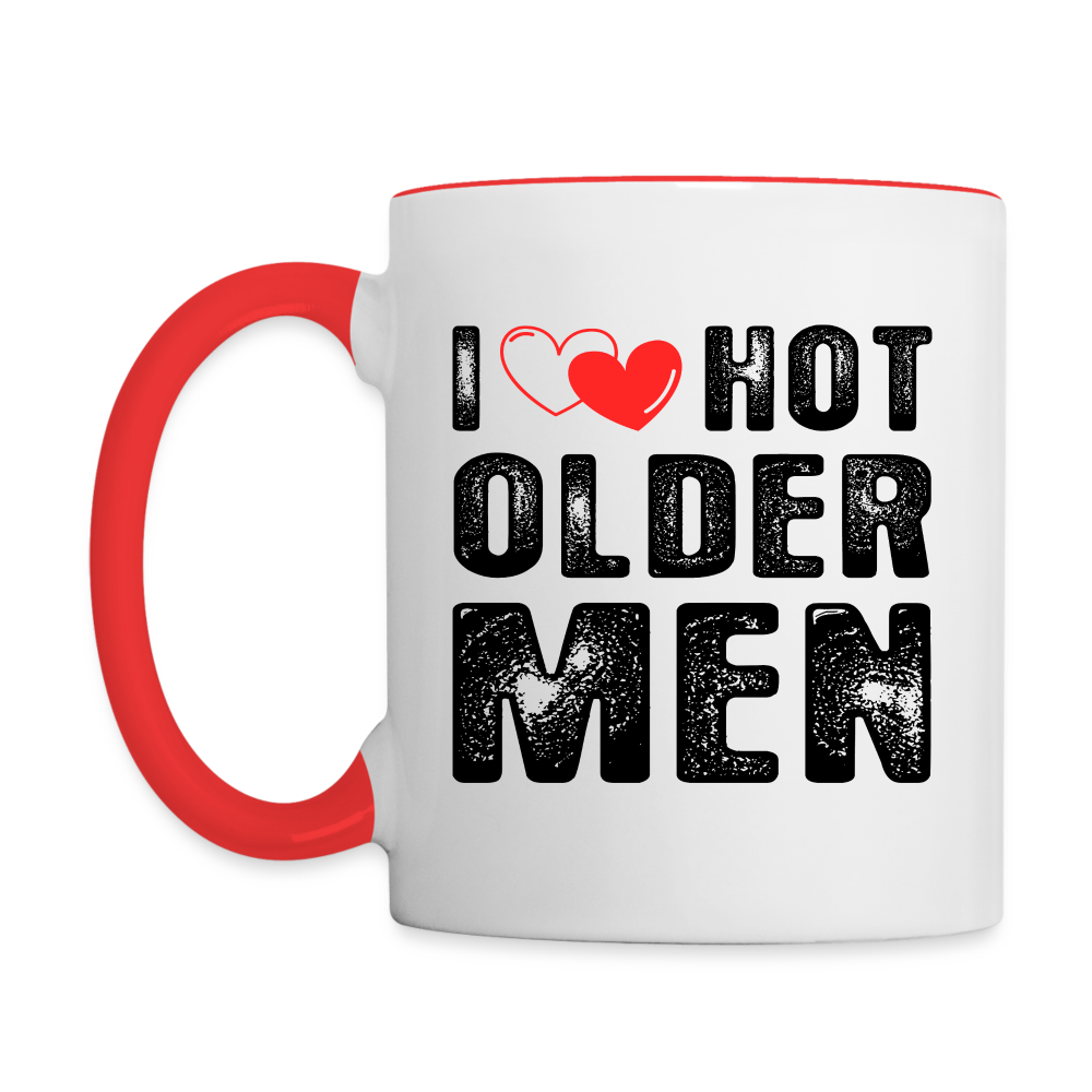 I Heart Hot Older Men (I Love Hot Older Men) Coffee Mug - white/red