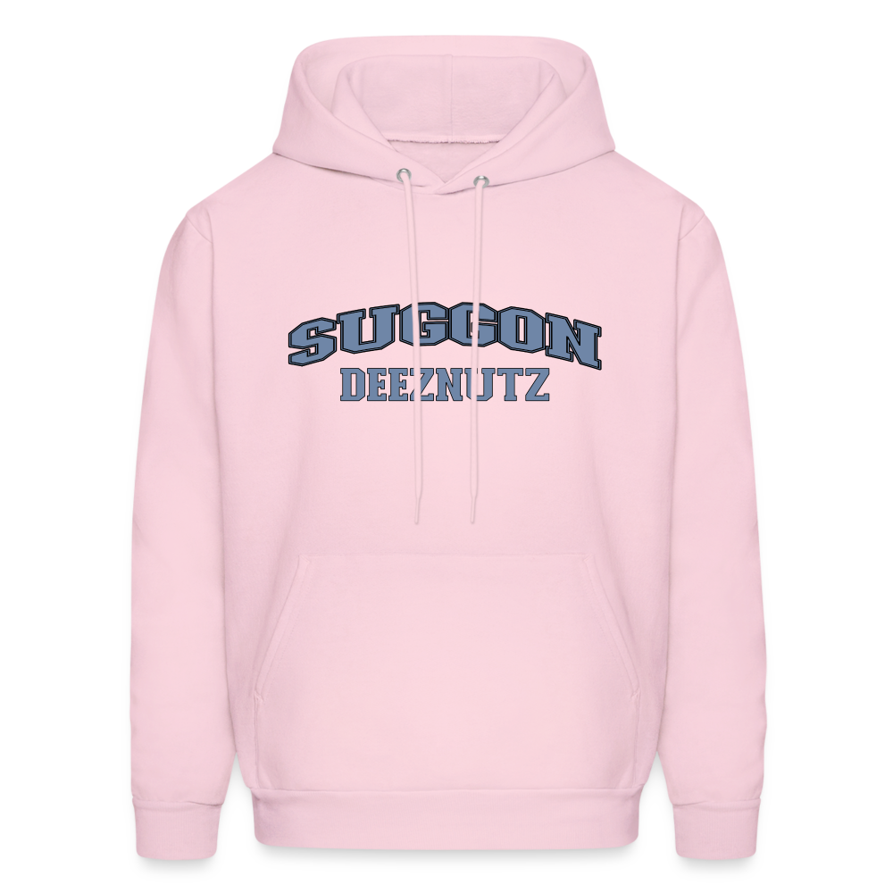 Suggon Deeznutz Hoodie (in Blue Ball Colors - Funny Sexual Humor) - pale pink