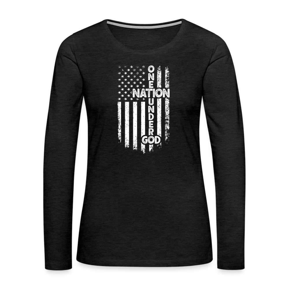 One Nation Under God Women's Premium Long Sleeve T-Shirt - charcoal grey