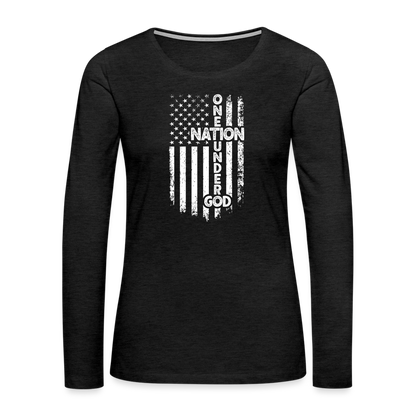 One Nation Under God Women's Premium Long Sleeve T-Shirt - charcoal grey