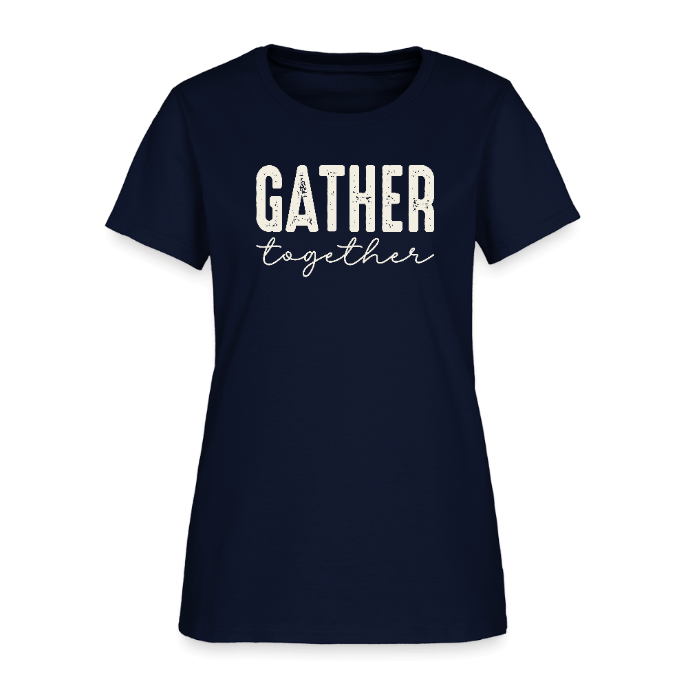 Gather Together (Thanksgiving) Women's T-Shirt Color: navy