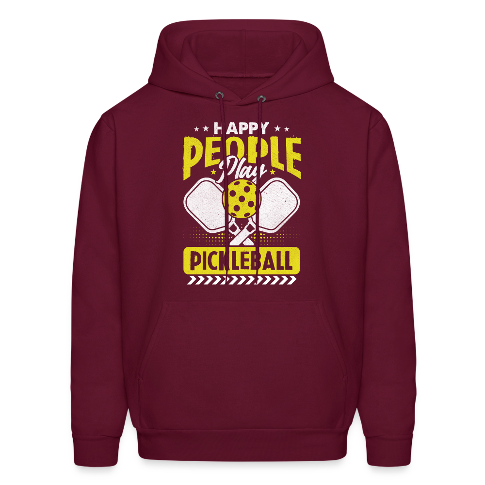 Happy People Play Pickleball Hoodie - burgundy