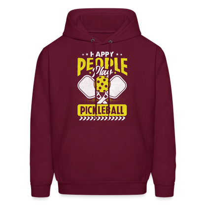 Happy People Play Pickleball Hoodie - burgundy