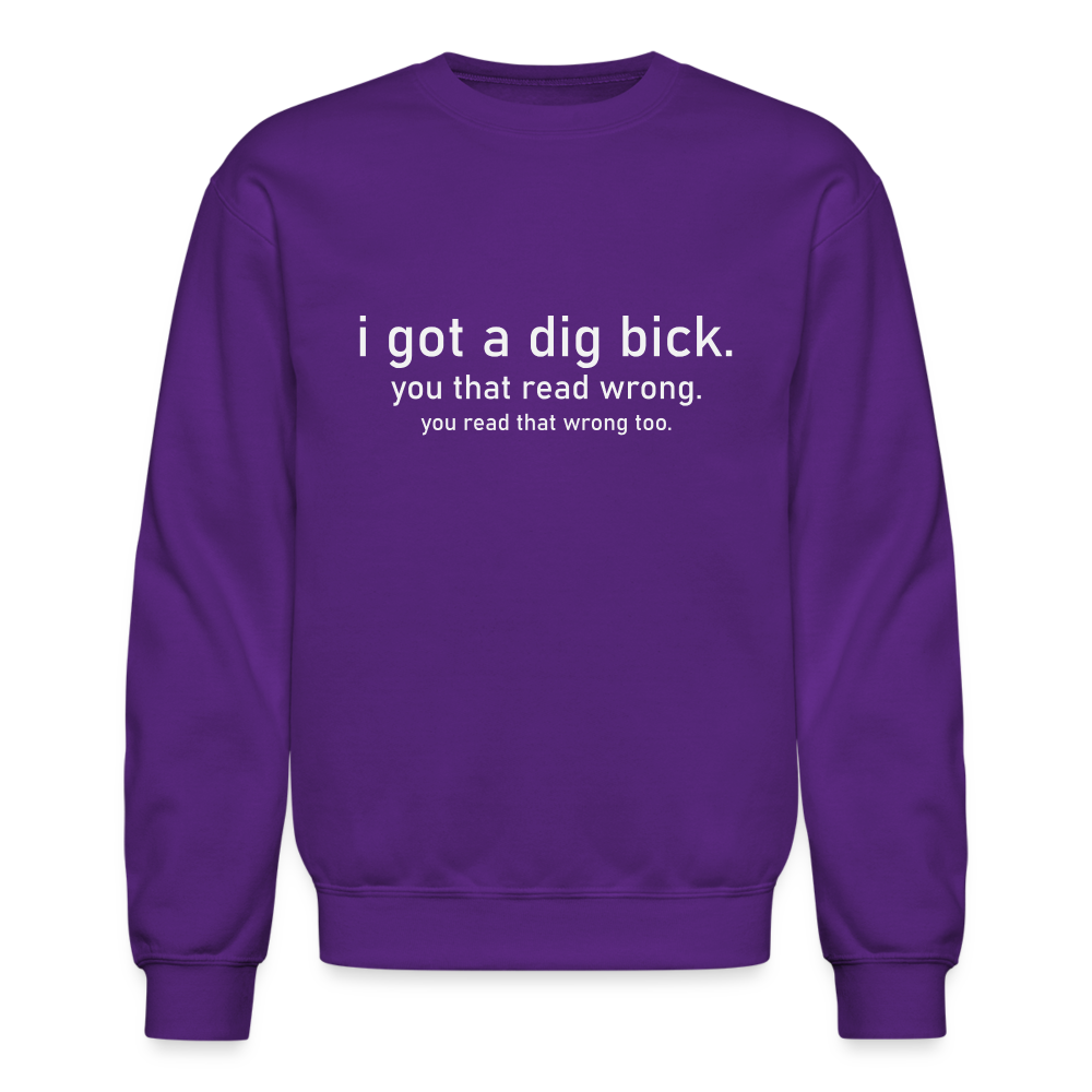 I Got a Dig Bick (You That Read Wrong) Sweatshirt - purple