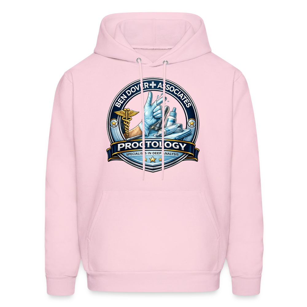 Ben Dover Proctology Funny Graphic Hoodie Color: Pale Pink