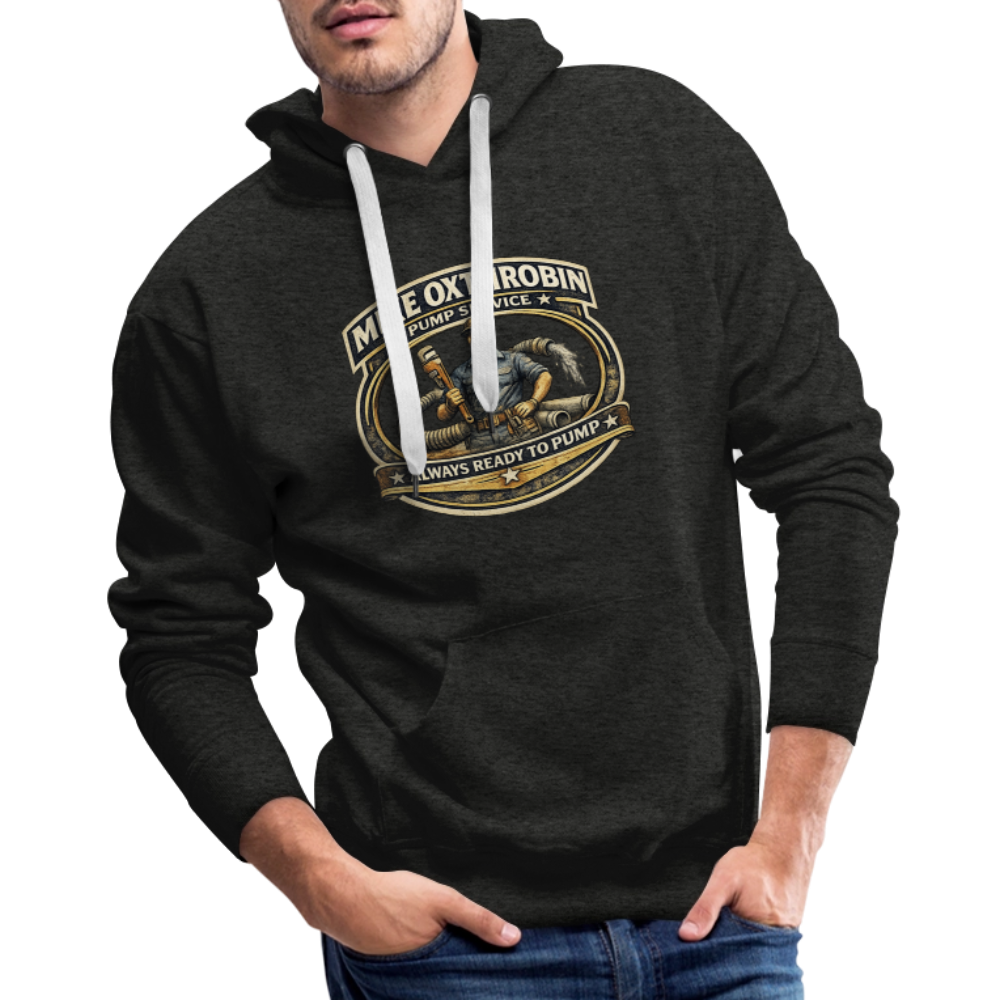 Mike Oxthrobin Pump Service Hoodie Funny Adult Humor Color: heather denim