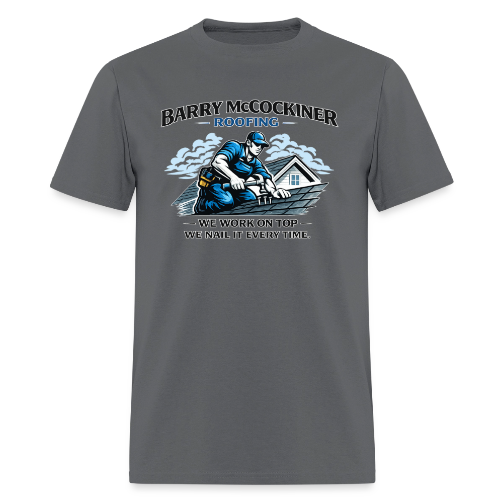 Barry McCockiner Roofing Funny Adult T-Shirt Color: Charcoal