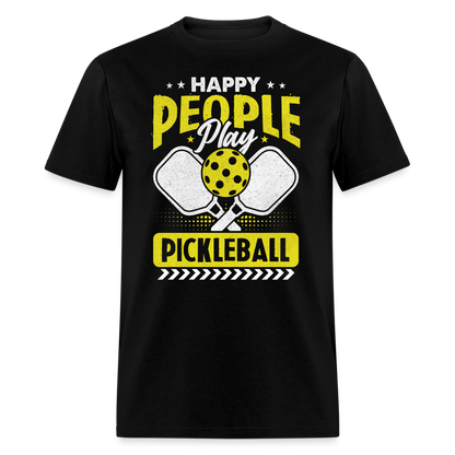 Happy People Play Pickleball T-Shirt - black