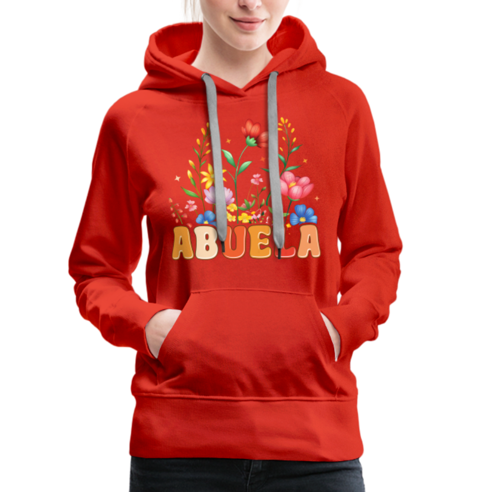 Abuela Women’s Premium Hoodie with Floral Design - red