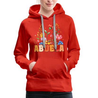 Abuela Women’s Premium Hoodie with Floral Design - red