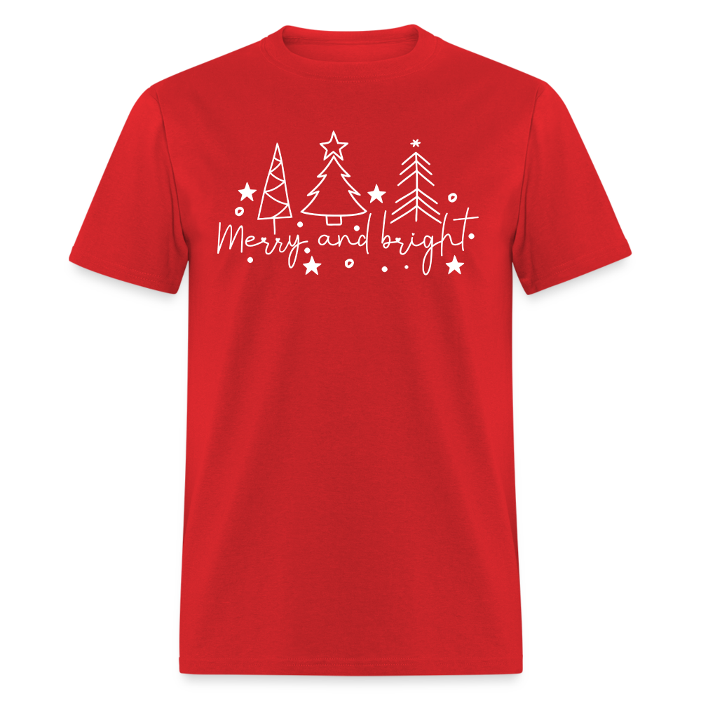 Merry and Bright (Christmas) T-Shirt - red