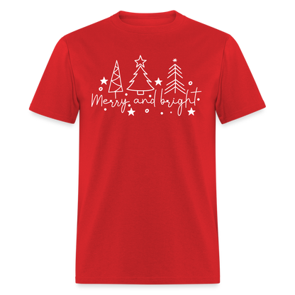 Merry and Bright (Christmas) T-Shirt - red