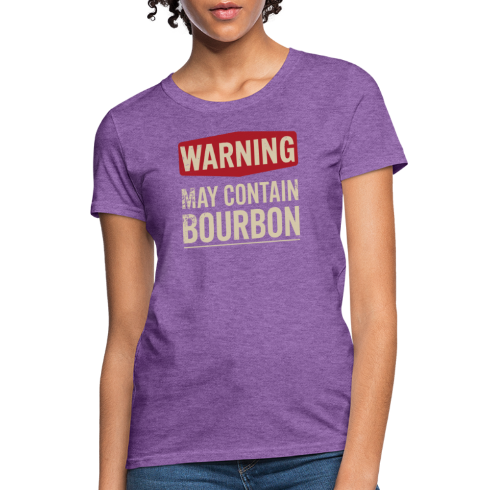 Warning May Contain Bourbon Women's Contoured T-Shirt - purple heather