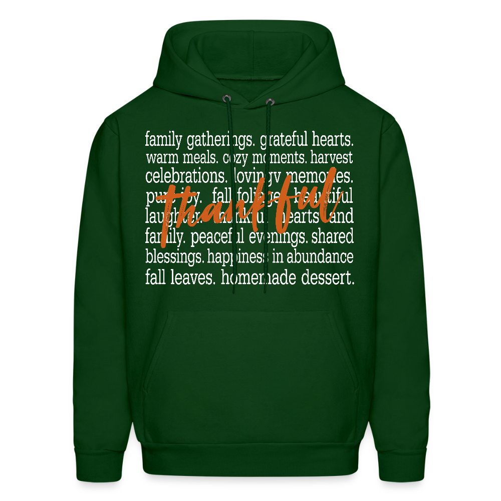 Thankful Word Art (Thanksgiving) Hoodie - forest green