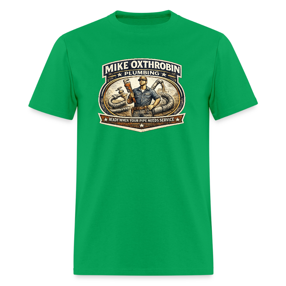 Mike Oxthrobin Plumbing T-Shirt Funny Adult Humor Tee Color: bright green