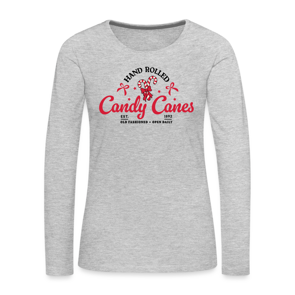 Hand Rolled Candy Canes Women's Premium Long Sleeve T-Shirt - heather gray