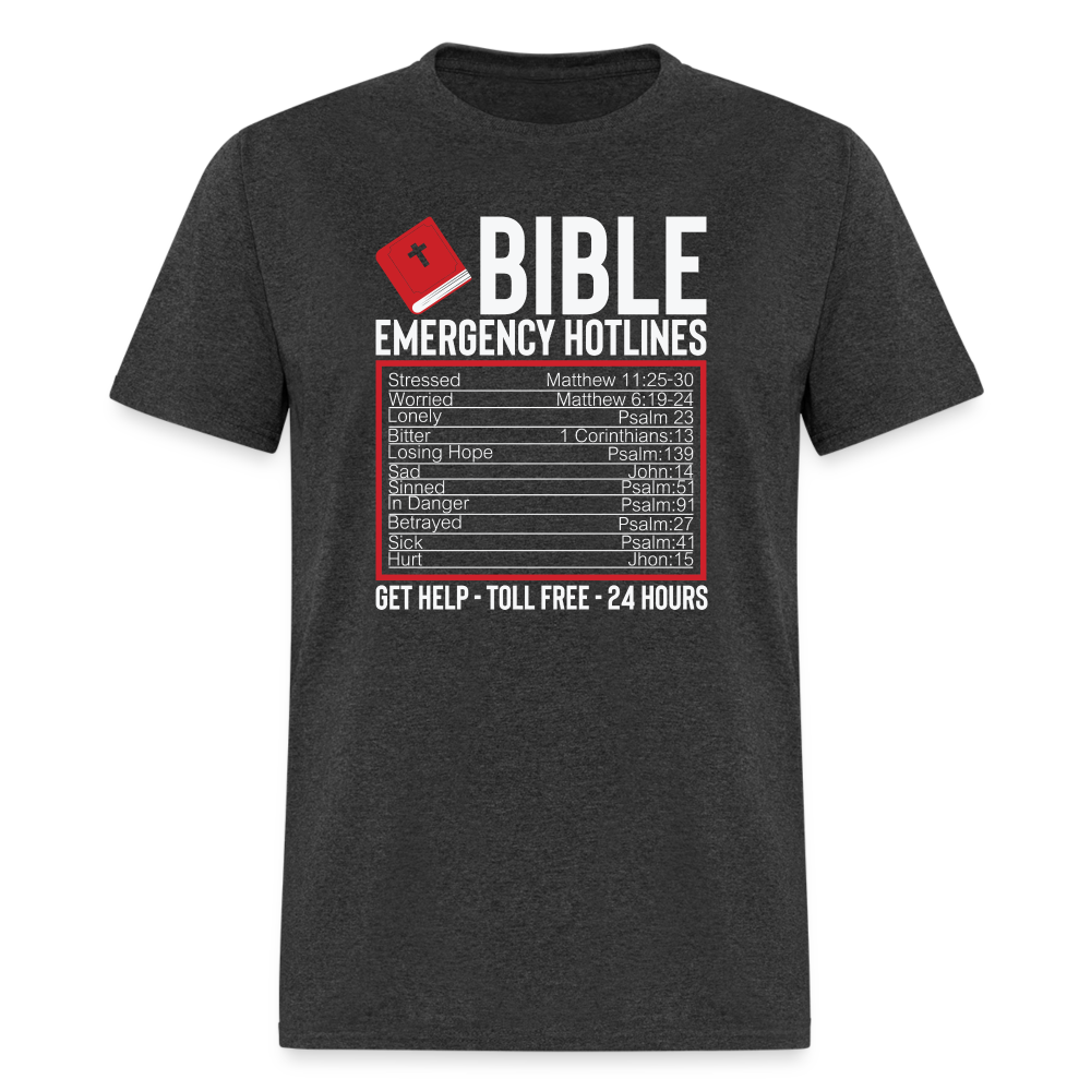 Bible Emergency Hotline (Scriptures) T-Shirt - heather black