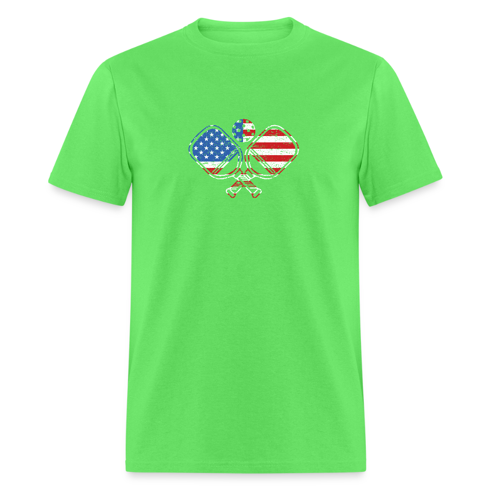 American Flag Pickleball Paddle T-Shirt - kiwi