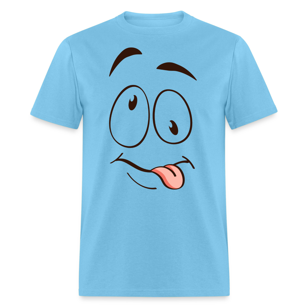 Suggestive Silly Face with Tongue T-Shirt - aquatic blue