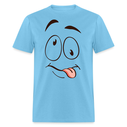 Suggestive Silly Face with Tongue T-Shirt - aquatic blue