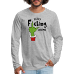 Merry F*cking Christmas Grumpy Middle Finger Men's Premium Long Sleeve T-Shirt