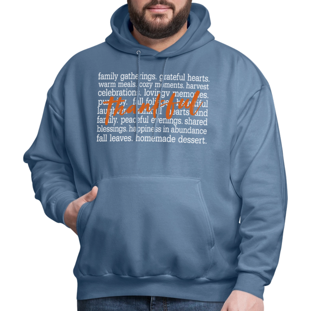 Thankful Word Art (Thanksgiving) Hoodie - denim blue