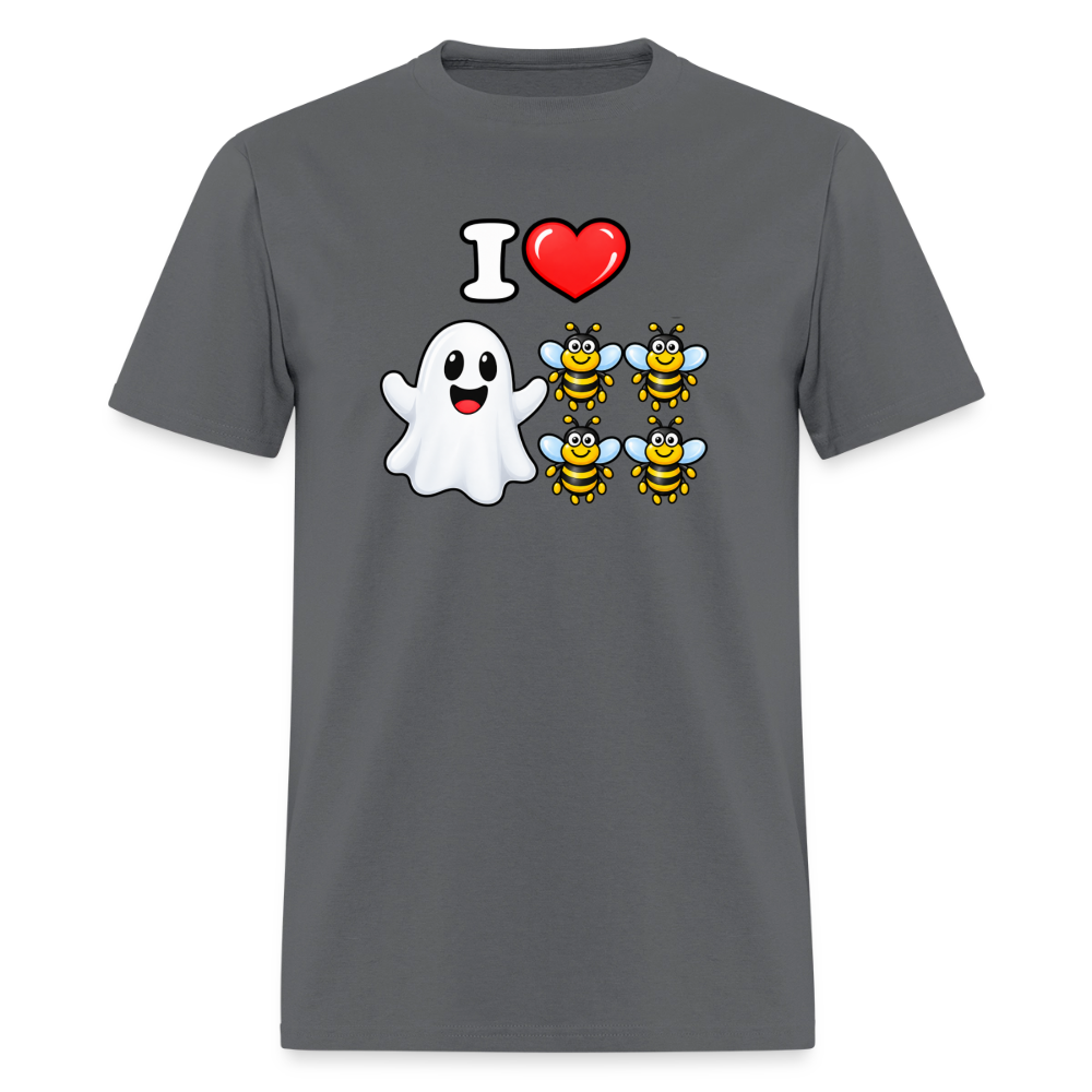I Heart Boo Bees T-Shirt – Funny Halloween Adult Humor - charcoal