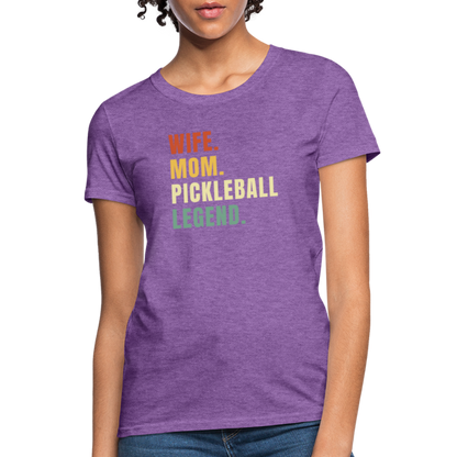 Wife Mom Pickleball Legend Women's Contoured T-Shirt - purple heather