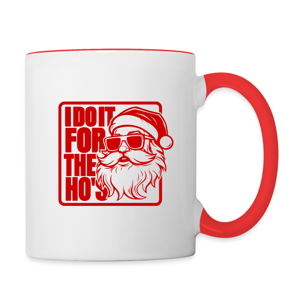 I Do It for the Ho's Funny Christmas Coffee Mug (in Red) - white/red