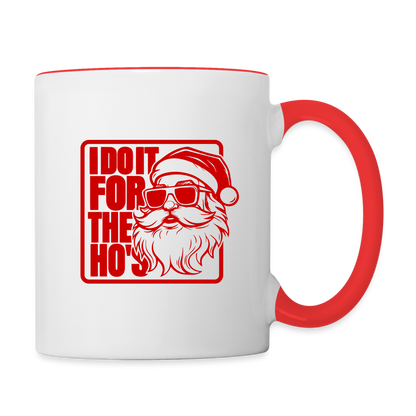 I Do It for the Ho's Funny Christmas Coffee Mug (in Red) - white/red