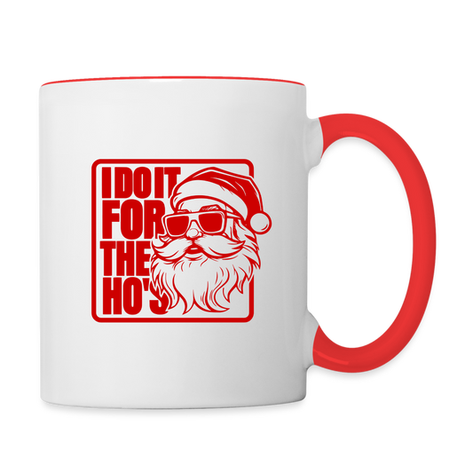 I Do It for the Ho's Funny Christmas Coffee Mug (in Red) - white/red