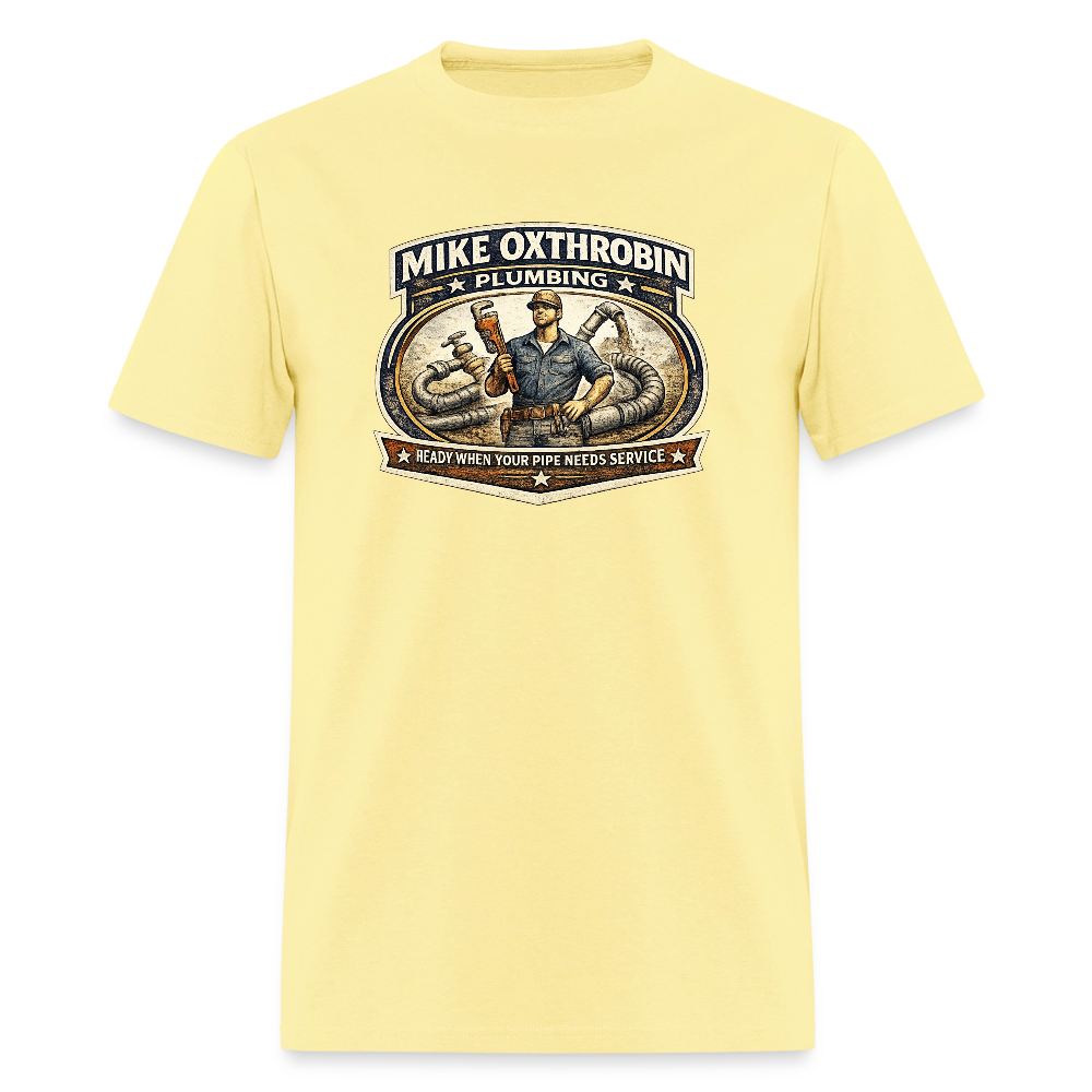 Mike Oxthrobin Plumbing T-Shirt Funny Adult Humor Tee Color: cornsilk