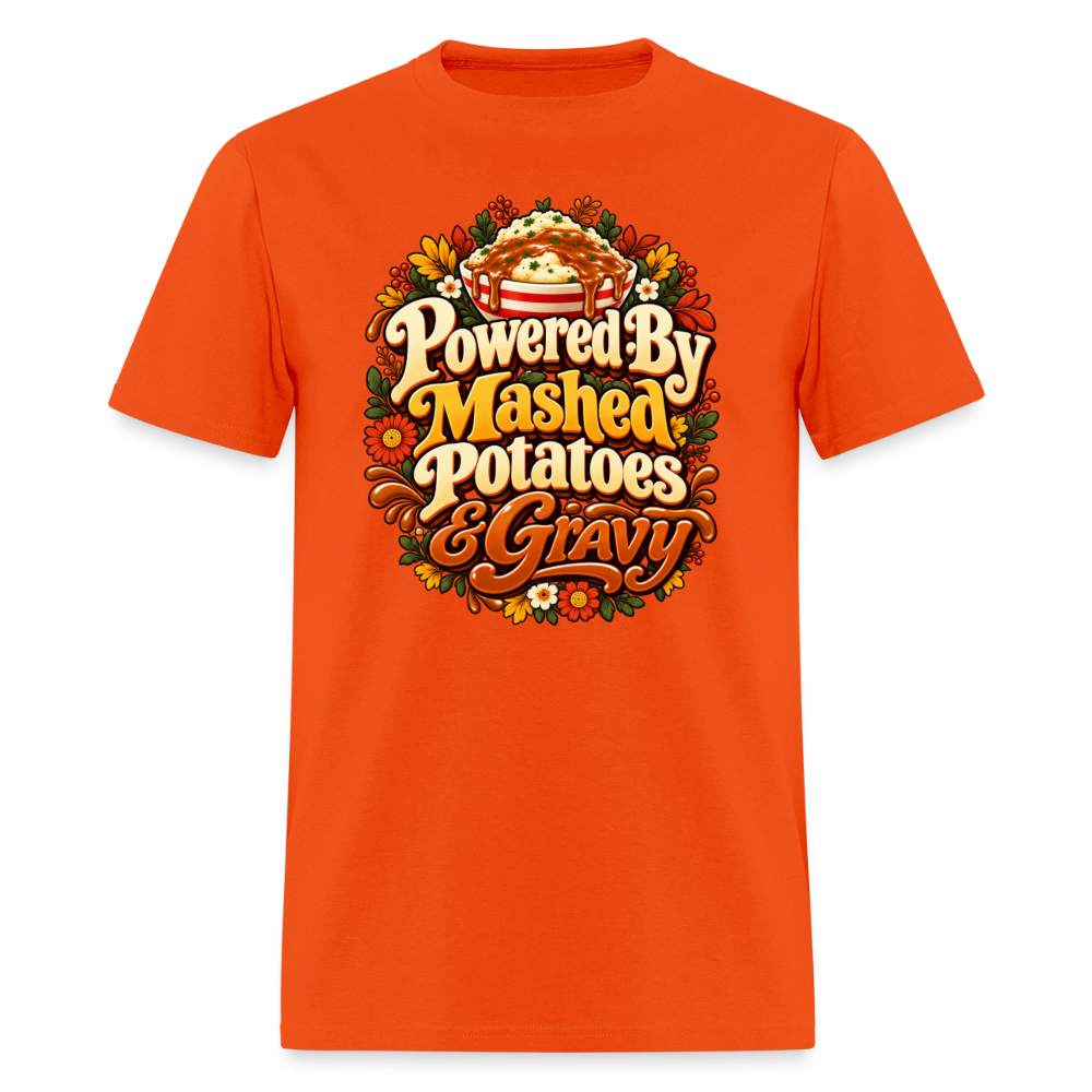 Powered by Mashed Potatoes & Gravy – Fall Floral T-Shirt - orange