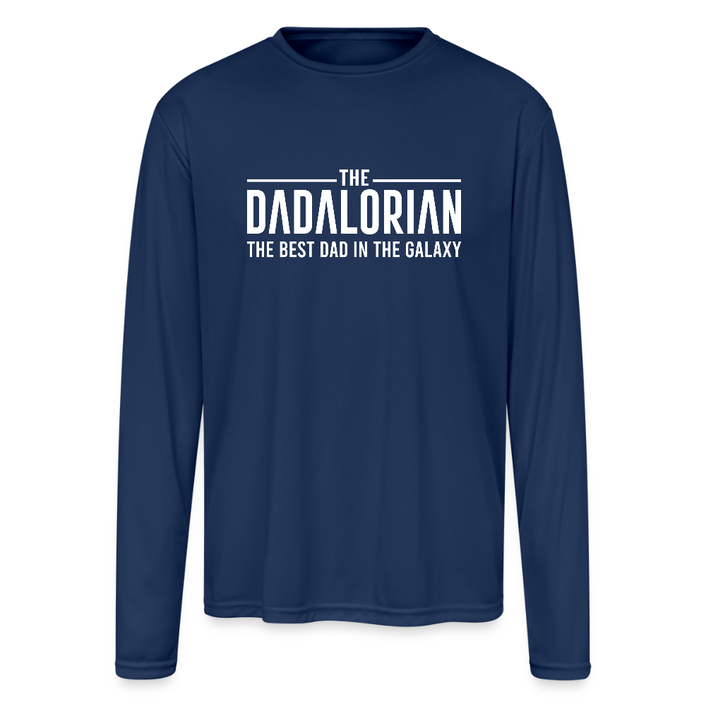 The Dadalorian Men’s Performance Long Sleeve – Best Dad in the Galaxy - navy