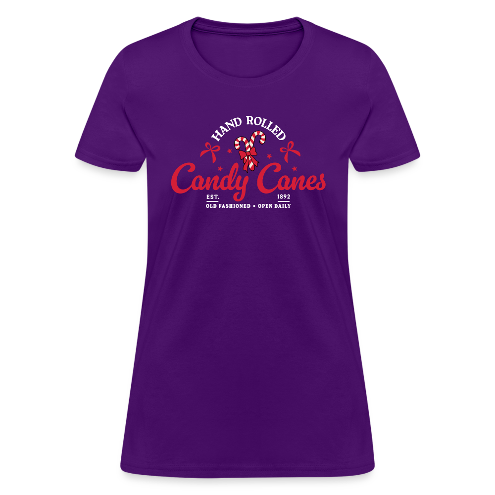 Hand Rolled Candy Canes Women's Contoured T-Shirt - purple