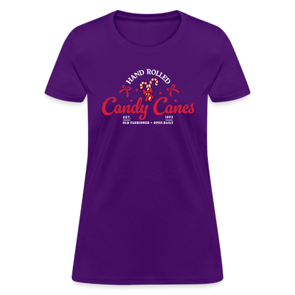 Hand Rolled Candy Canes Women's Contoured T-Shirt - purple