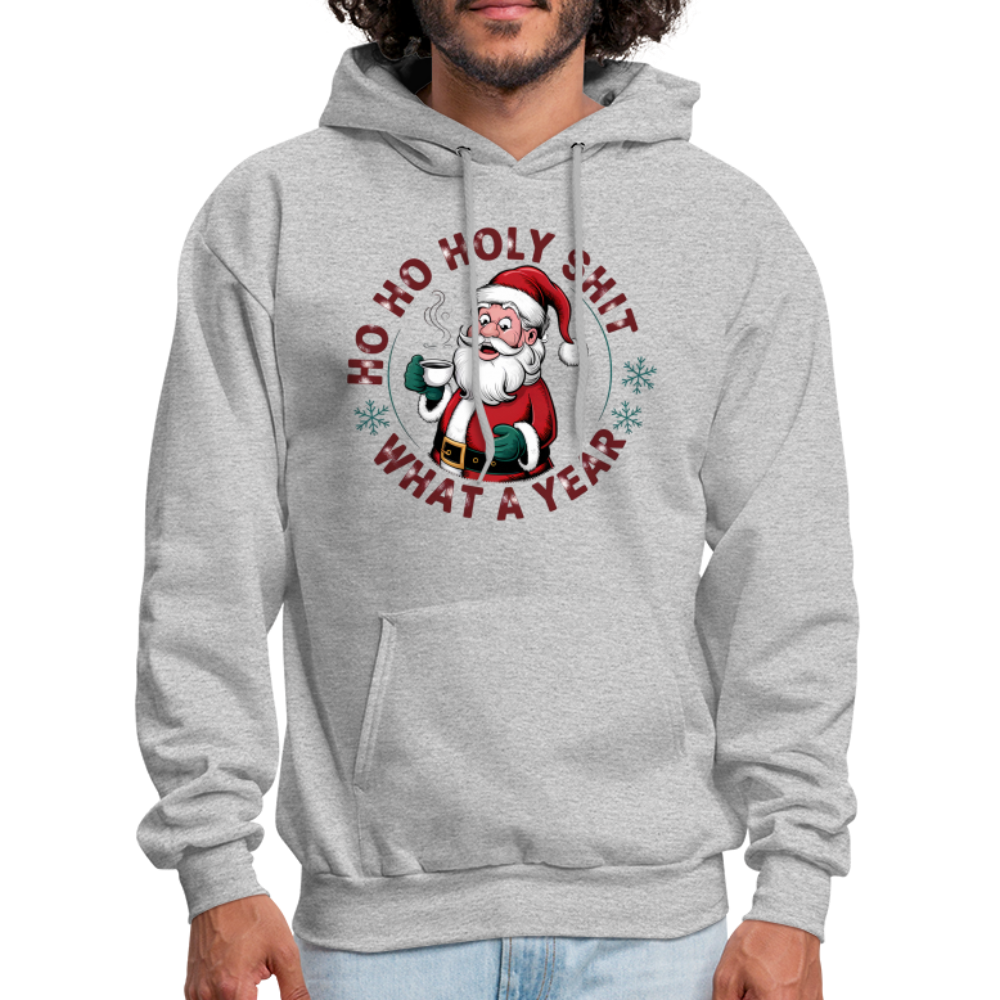 Ho Ho Holy Shit What A Year (Funny Christmas Santa) Hoodie - heather gray