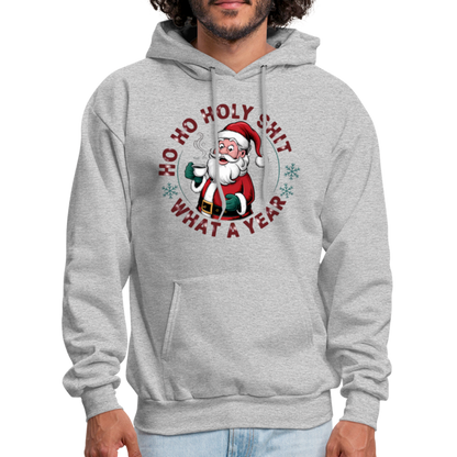 Ho Ho Holy Shit What A Year (Funny Christmas Santa) Hoodie - heather gray