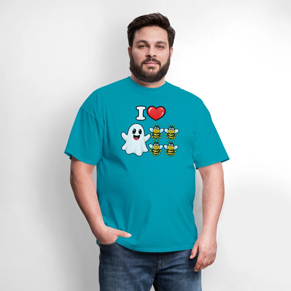 I Heart Boo Bees T-Shirt – Funny Halloween Adult Humor - turquoise