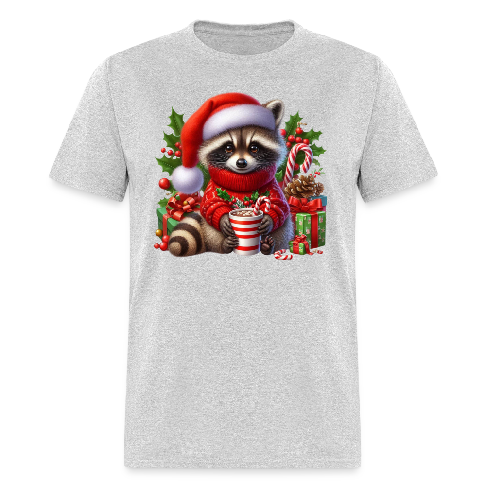 Christmas Cute Feral Raccoon T-Shirt - heather gray