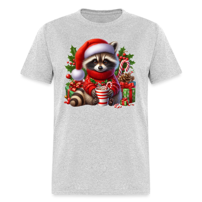 Christmas Cute Feral Raccoon T-Shirt - heather gray