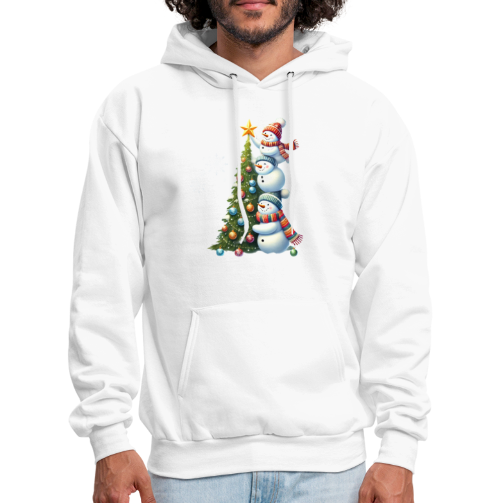 Cute Snowman Decorating Christmas Tree Hoodie - white