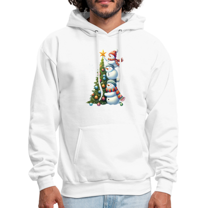 Cute Snowman Decorating Christmas Tree Hoodie - white