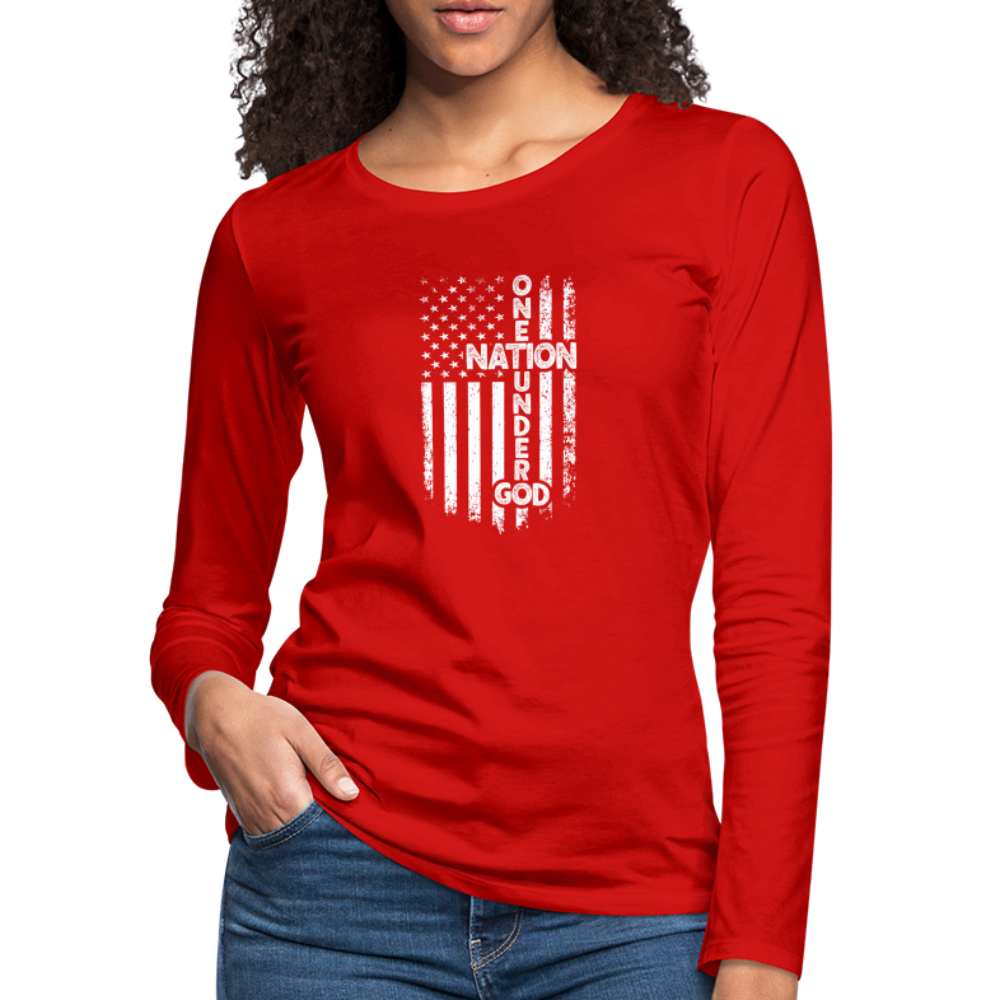 One Nation Under God Women's Premium Long Sleeve T-Shirt - red