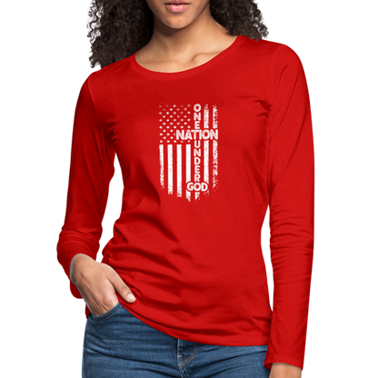 One Nation Under God Women's Premium Long Sleeve T-Shirt - red