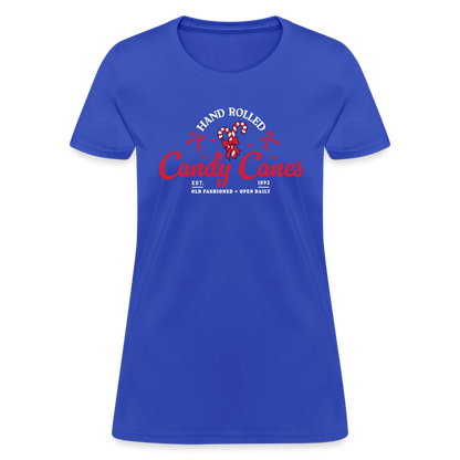 Hand Rolled Candy Canes Women's Contoured T-Shirt - royal blue