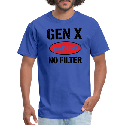 GEN-X Warning No Filter T-Shirt - royal blue