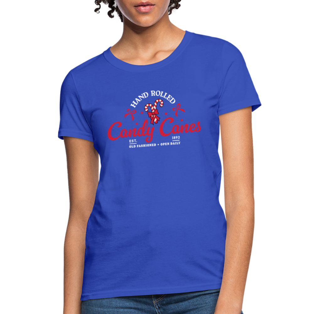 Hand Rolled Candy Canes Women's Contoured T-Shirt - royal blue